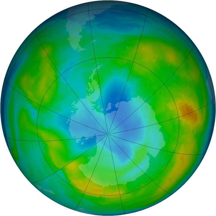 Antarctic ozone map for 14 May 1980